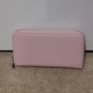 Genuine Pink Leather Accordion Wallet, RFID Blocking
